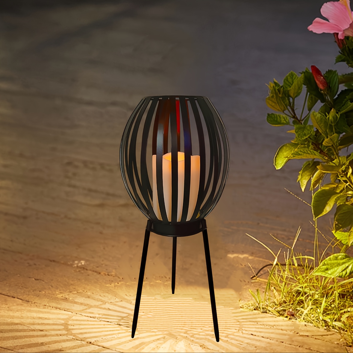 TEMU Solar Lawn Lights, Metal Outdoor Flat Iron Pumpkin Lanterns, Upgraded Bright Outdoor Candle Lights, Suitable For Parties, Camping, Gardens, Yards, Patios, Decoration, Protection Level Ip65