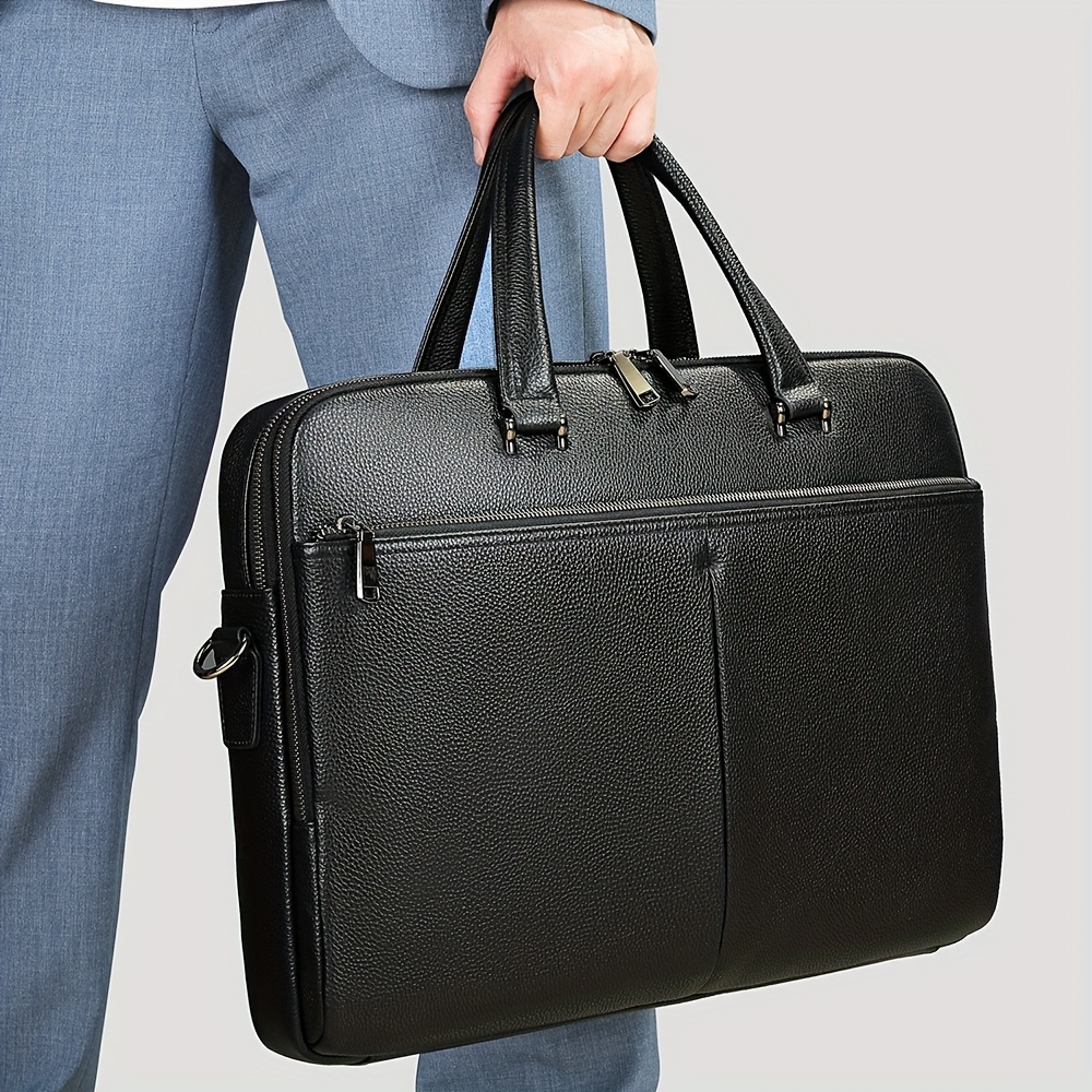 Sacoche Ordinateur Portable En Cuir Pleine Fleur Noir - Marque EBags - Occasion Bon état