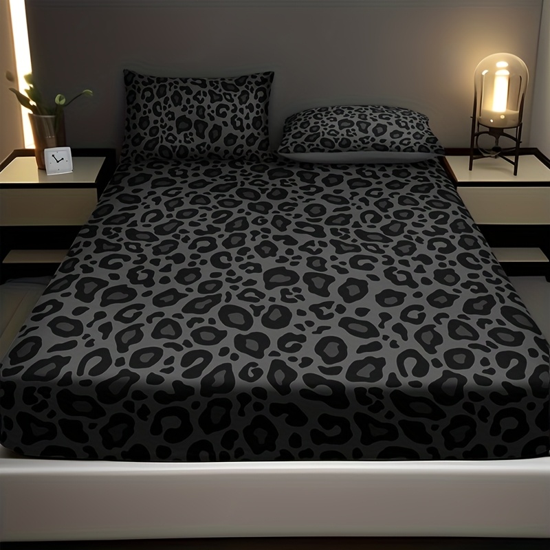 2/3pcs Classic Leopard Print Bed Sheet Set (1 Bed Sheet + 1/2 Pillowcases Excluding Pillow Inserts), High-definition Printing For Home And Dorm Use