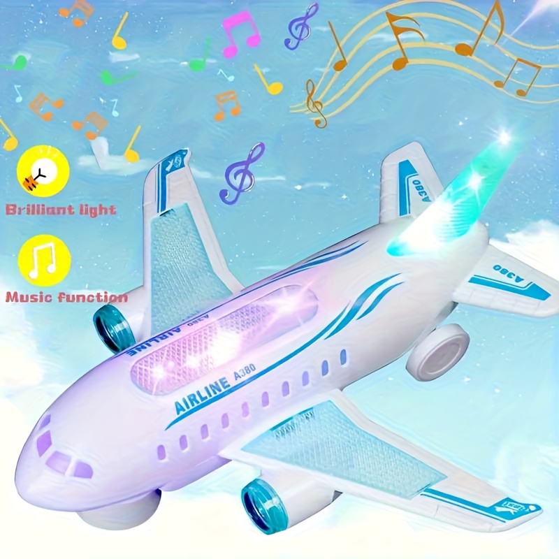 Interactive LED Light And Sound Electric Airplane Toy, Fun Toy for Children Over 3 Years Old, White - Perfect As A Christmas/Halloween/Holiday Gift for Kids!