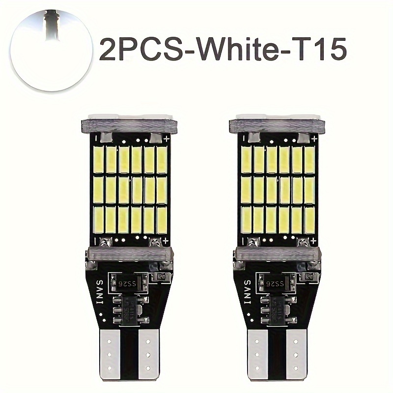 

2pcs Anmingpu Led Reversing - Super , 6000k , Aluminum, T15 W16w , 45pcs 4014smd , 12v Dc, 1200lm, Long Over 50,000 , For Car Rear / Models / Car , Led Bulbs