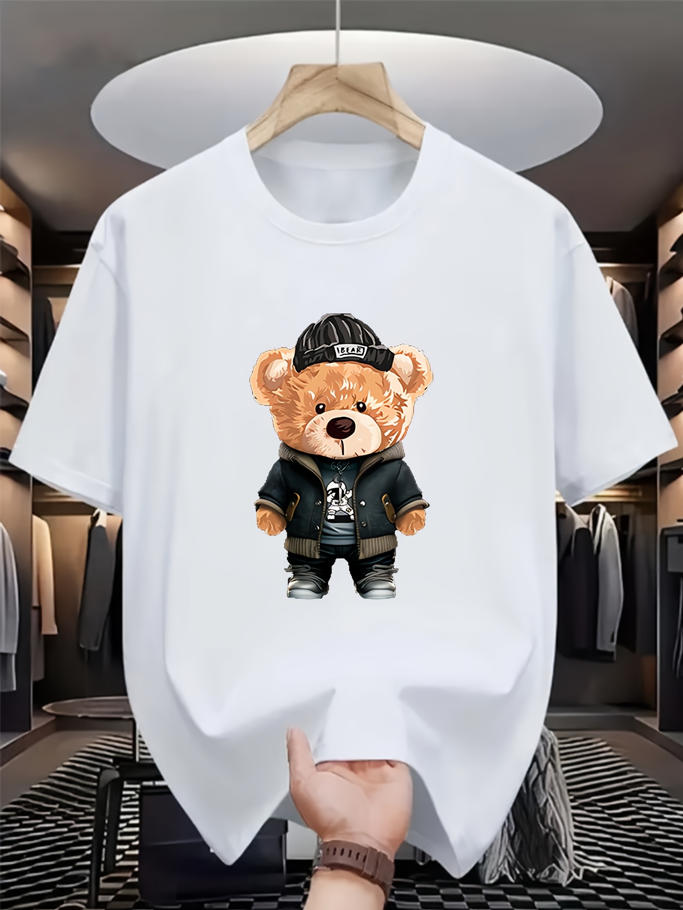 【AMBLER】 Cozy bear embroidered man to man t-shirt men teddy bear shirt sold on Temu United States