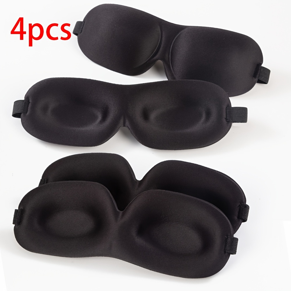 TEMU 4pcs Set, 3d Contoured Sleep Eye Mask, High-quality Rebound Sponge Eye Mask, Suitable For Types - Unisex, Sleep Light-blocking Eye Mask, Made Of