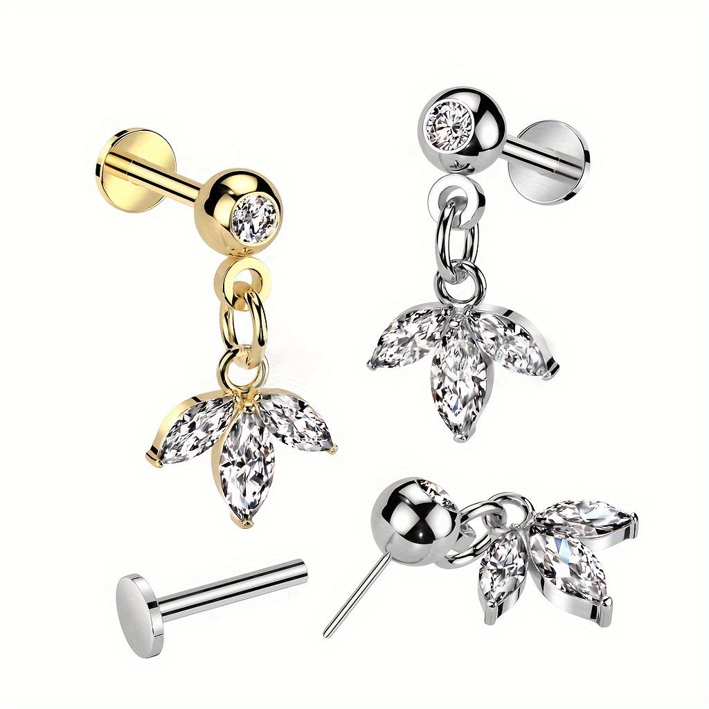 

Pendentif étincelant avec boucles d'oreilles en - Bijoux de piercing corporel en acier inoxydable pour les lèvres et le cartilage, pour un ou un accessoire de fête