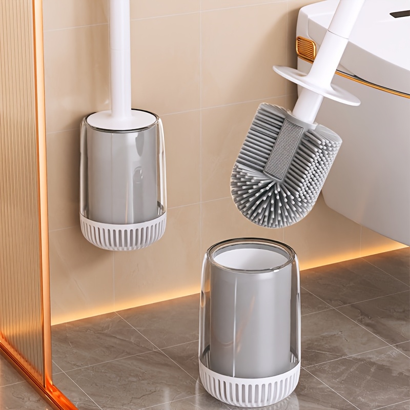 

Joybos Easy-install Wall-mounted Toilet Brush Set With Long Handle & No-drill Base - Flexible Silicone For Deep Cleaning, Plastic Bathroom Accessory