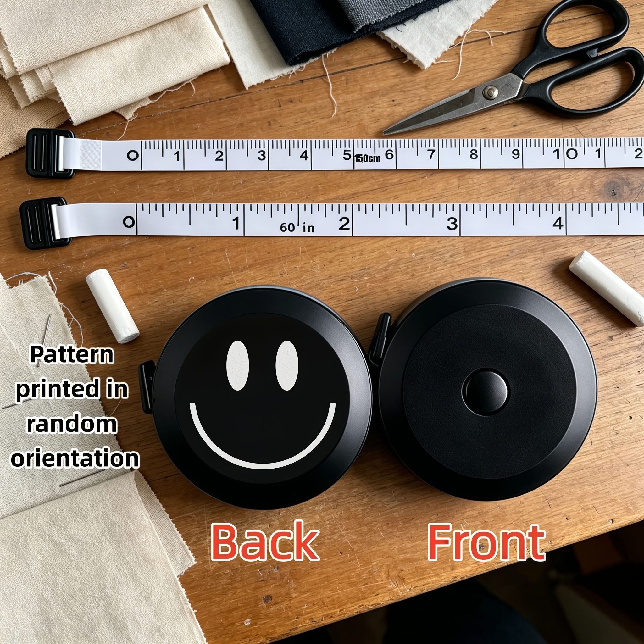 TEMU Mini Retractable Tape Measure 150cm/60inch, Double-sided Metric & Imperial Soft Measuring Tape For Sewing, Body Waist Chest Measurement, Fabric