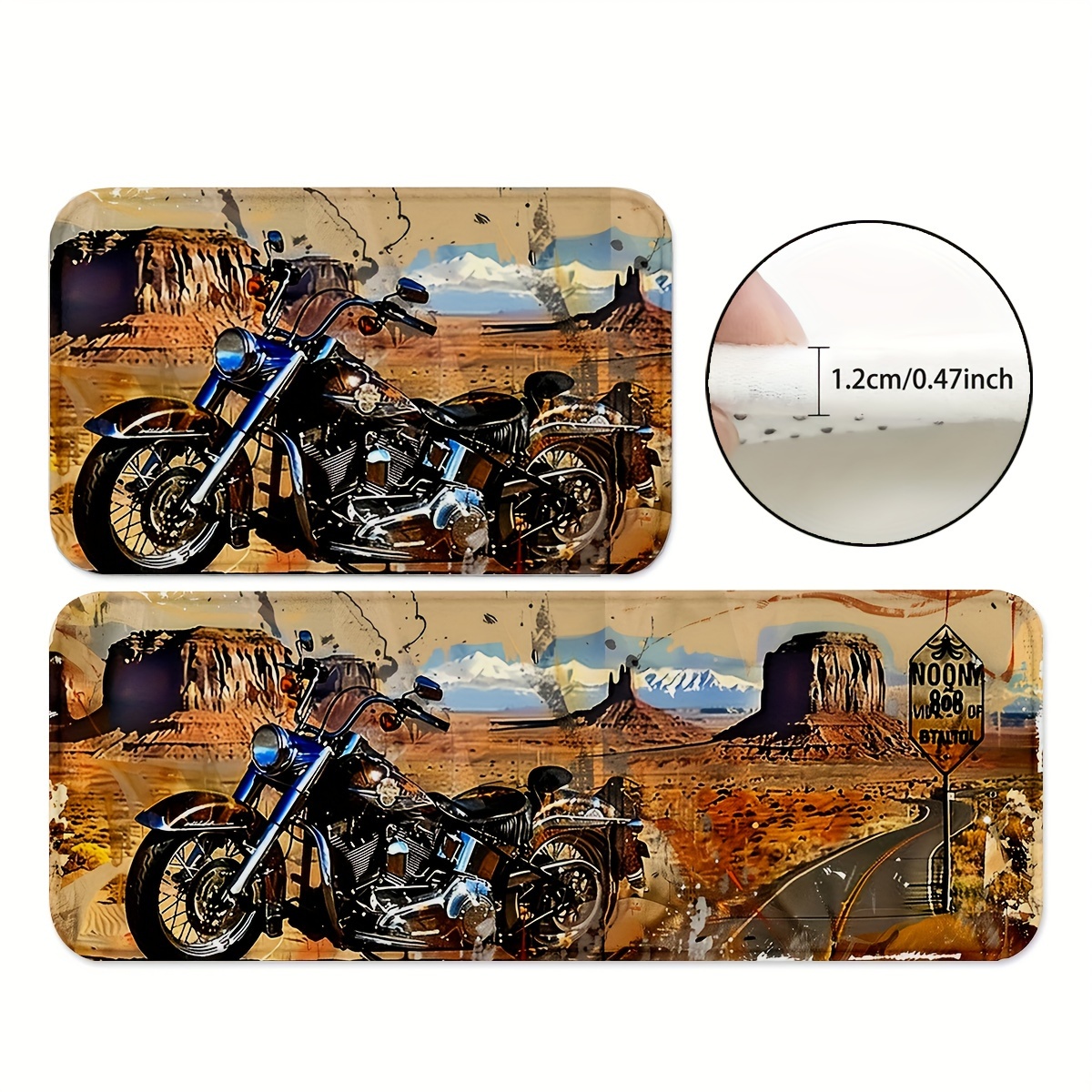 

Motorcycle Themed Non-slip Kitchen Mats - 1.2cm Thick, Water Absorbent, Machine Washable