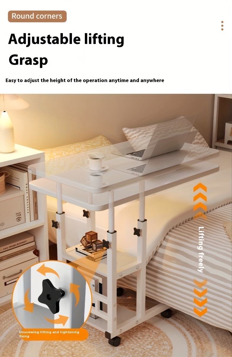 A Versatile And Portable Computer Desk Suitable for Home Use, Including Bedrooms And Living Rooms. This Easy And Adjustable Writing Desk Is Ideal for Students, Featuring 360-Degree Rotating Wheels, Making It a Great Birthday Present