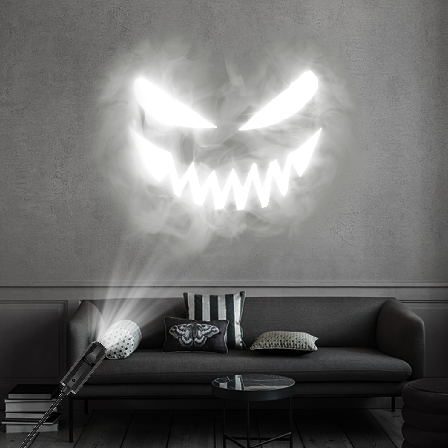 

Spooky Smoke Face Led Projector Light - Usb Powered, 360° Rotatable, Eerie Design Night Light For Bedroom & Ceiling Decor, Ideal Halloween Gift, Halloween Decorations