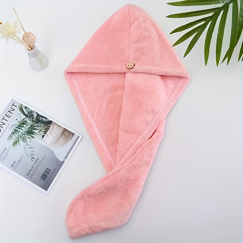 1pc Hair Dry Towel, Soft Hair Drying Cap, Quick Dry Hair Towel For Bathroom, Super Absorbent Hair Wrap Towel For Women, Embroidery Wet Hair Wrap Turban, Bathroom Supplies, Bathroom Accessories