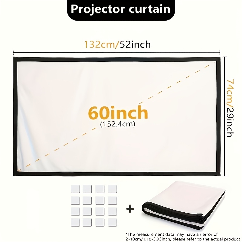 60-Inch Foldable Wrinkle-Resistant Projection Screen for Projectors