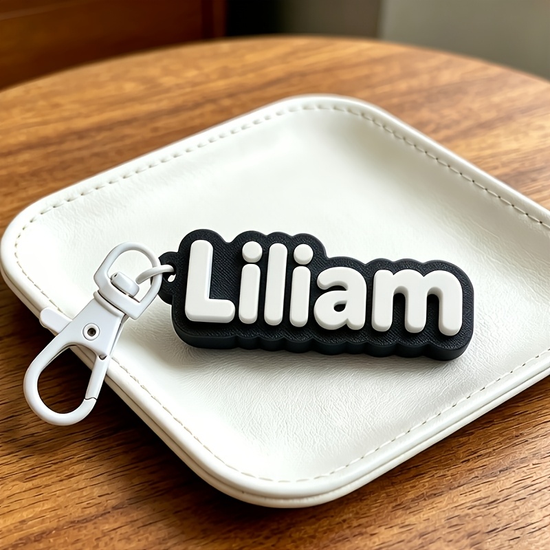 TEMU 1pc Custom Personalized Name & Initial Keychain, Key Ring, Tag For Luggage, Gym Bags, Shoulder Bags, Accessory For Water Bottles, Cups, Lunch
