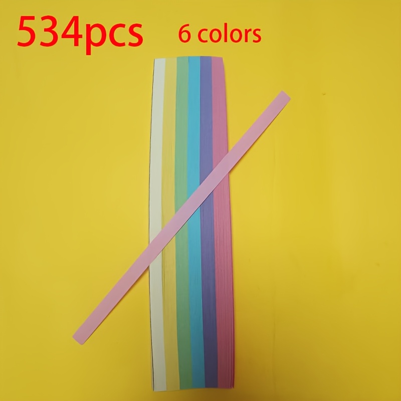TEMU 534 stuks Gekleurde Handgemaakte Ster Origami - Geluksster Gekleurd Papier - 6-kleuren Dubbelzijdig Lint voor het Schrijven van Berichten - DIY