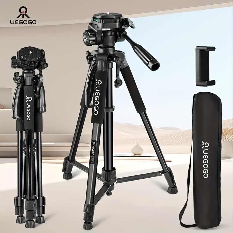 TEMU 60 Inch Aluminum Alloy Tripod With Phone Clip, Storage Bag, And Universal Spherical Gimbal, Suitable For Digital Slr Cameras Phones