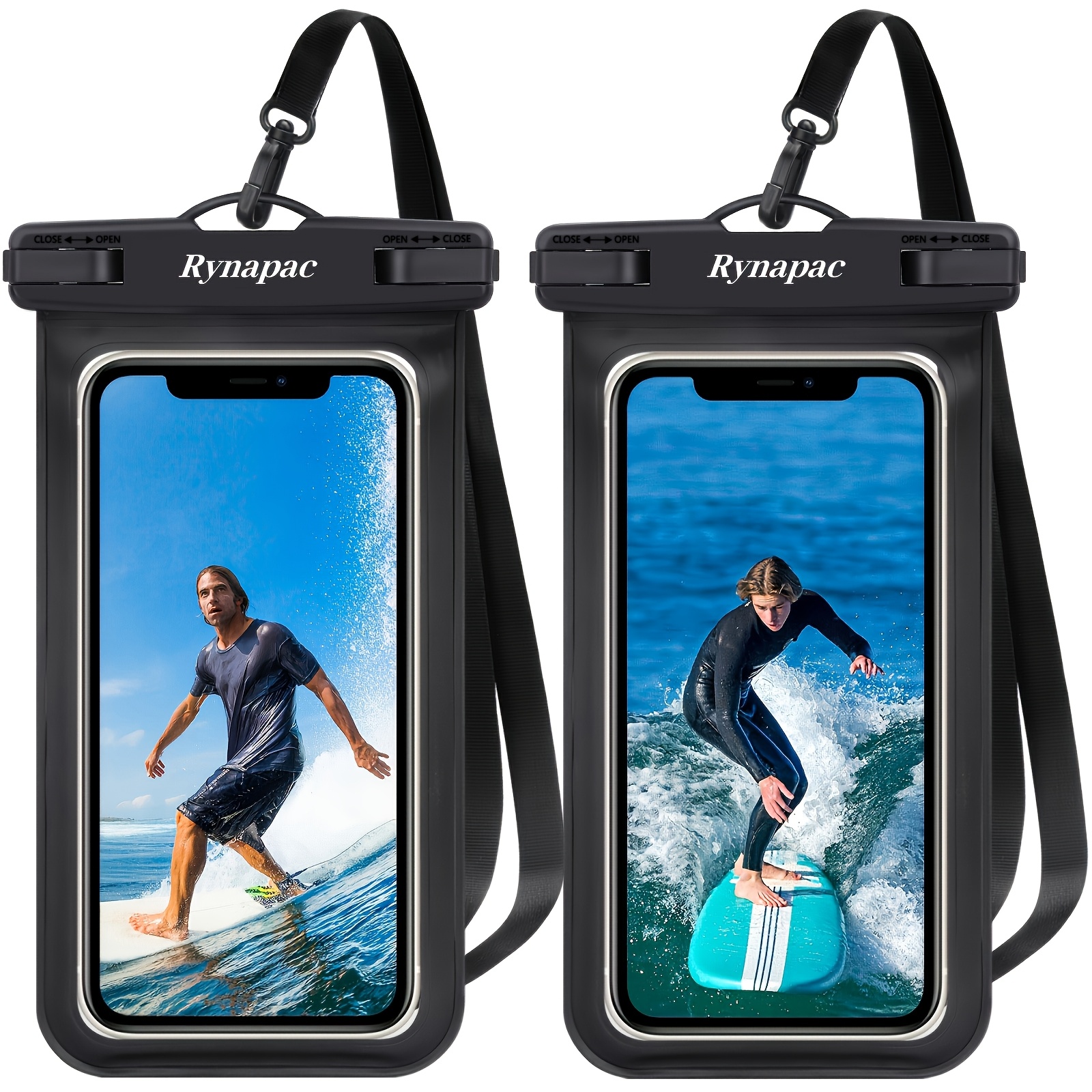 Image of Rynapac Grade 2pcs 6.8-inch Phone Pouch Set - For Iphone 16 Pro 15 14 13 12 11 Pro Max , For , Diving Dry Bag For Swimming, Snorkeling, Beach, Surfing Adventure