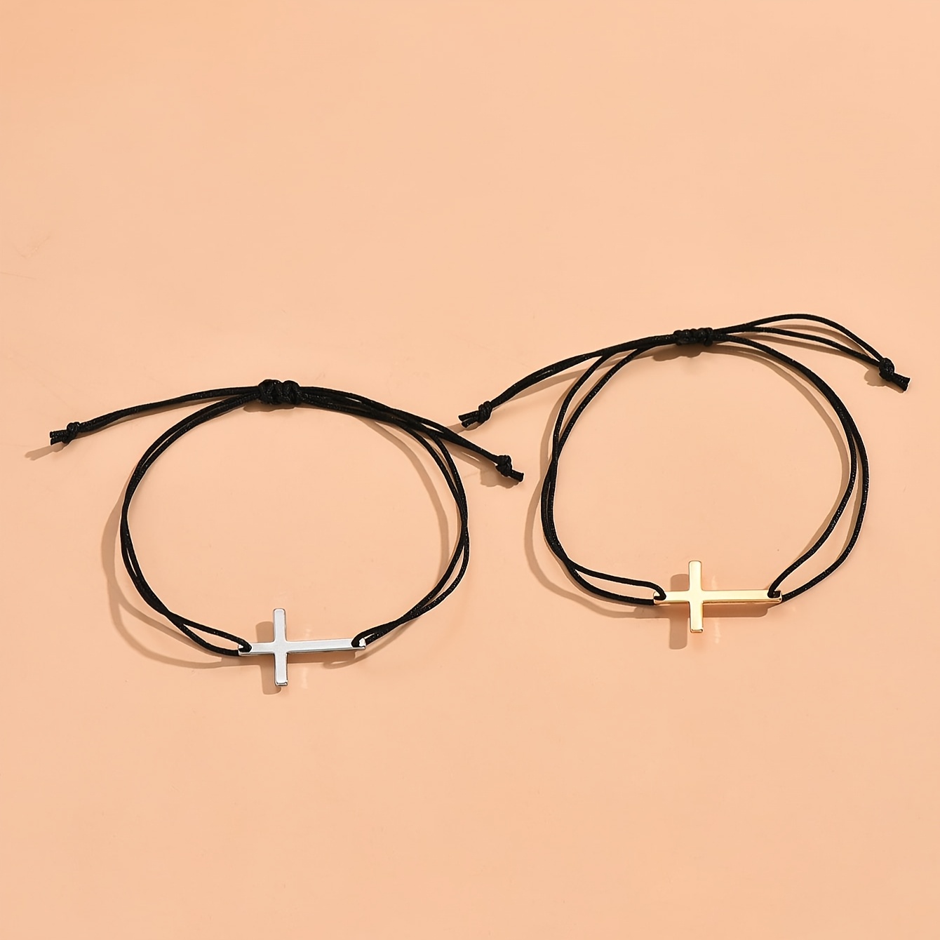 Cross Weave Adjustable Couple Bracelets Set