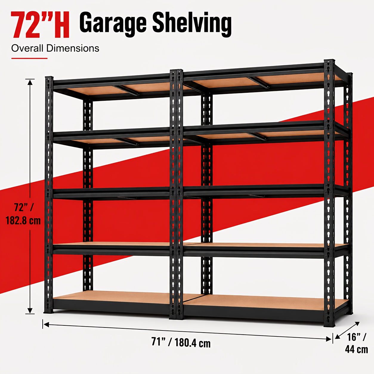 TEMU 72"h Garage Shelving Unit Heavy Duty 5-tier Adjustable Metal Storage Rack, 35.5" Or 71" Wide Utility Storage Shelves, Tool Organizer For Garage,