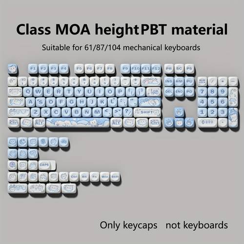 item picture moa high spherical key cap pbt material thermal sublimation main picture white blue red panda cartoon keyboard mechanical keyboard universal key cap fits 6 25 size 60 61 keys 64 keys 68 keys 75 82 keys 84 keys 87 keys 98 96 keys