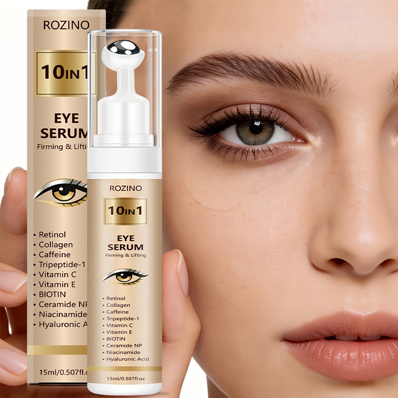 [Pentru Umflături și Cearcăne] Cremă de Ochi Roll-On All-in-One, Cremă de Ochi cu Efect Instant de Ridicare și Fermitate pentru Ochii Umflați, Cearcăne, Pungi Sub Ochi și Riduri. Rezultate Vizibile în Câteva Zile. Hidratează, Netezește Zona Ochiului, Luminează și Uniformizează Bejul Deschis.