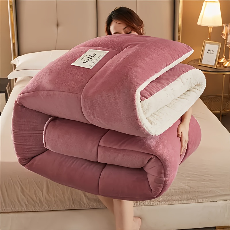 1pc   comforter   quilted   breathable box stitch solid color comforter machine washable bedroom warm autumn and winter comforter details 16