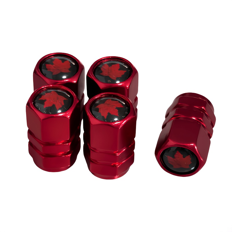 TEMU 5pcs Universal Aluminum Alloy Leaf Design Chrome Plated Tire Valve Cover, Used In Cars, Motorcycles, Trucks, Bicycles
