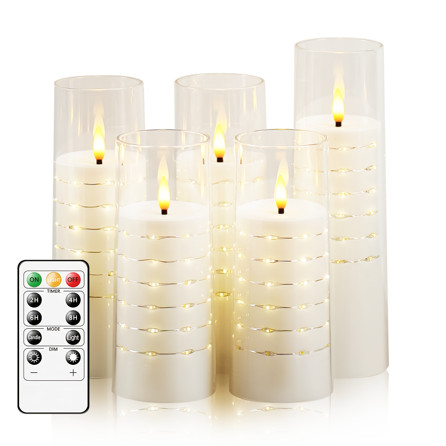 Image of 5pcs-magic Led Lights + Electronic Candles - Timer Function, Safe For , Indoor/outdoor Use!suitable For Decorating During Eid Al Fitr, Ramadan, Easter, And Decor.