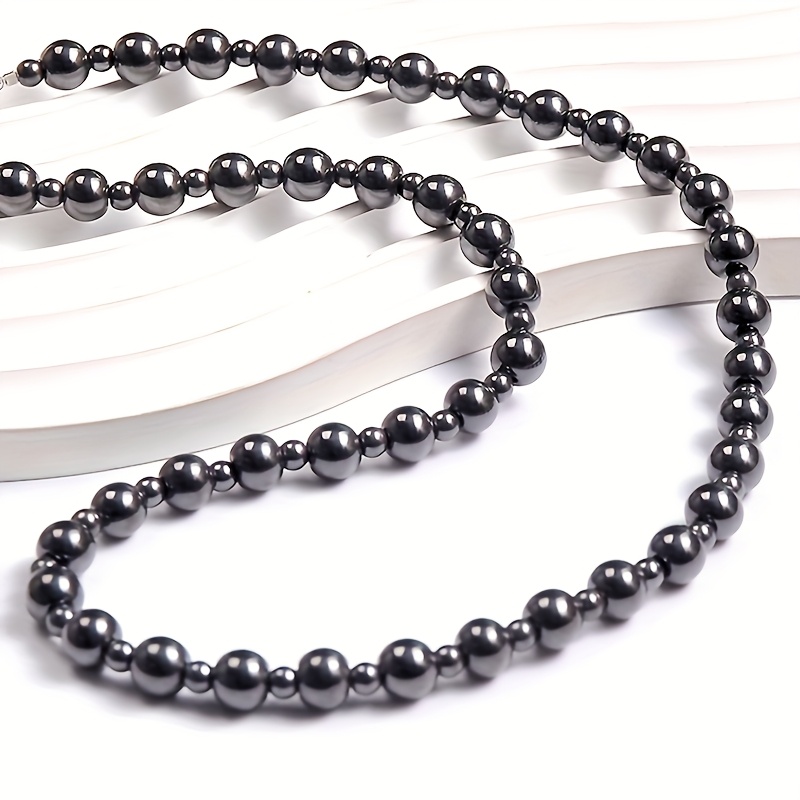 collier en   grise noire   à   de 8   + 4   | longueur de 54 cm/21,25 pouces | design   unisexe | bijoux en perles   pour   de   des diplômes, les fêtes et les festivals (thanksgiving/noël) Détails du produit 2