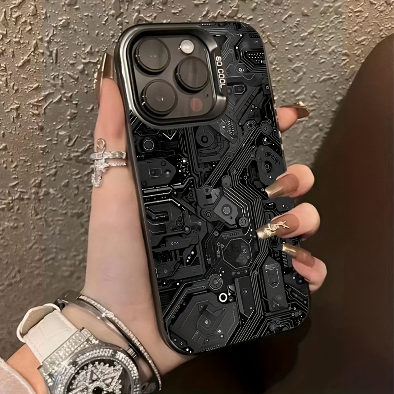TEMU Mechanical Lines Fashion Technology Sense Mobile Phone Case For 15/15plus/15pro/15promax, 14/14plus/14pro/14promax, 13/13pro/13promax,