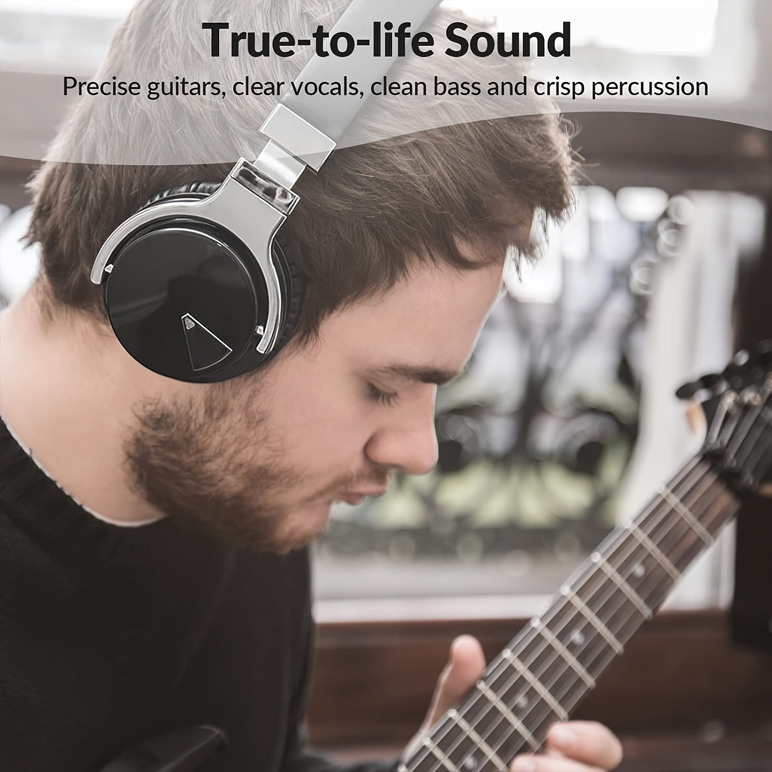 E7 Active Noise Cancelling Headphones with Microphone Deep Bass Wireless Headphones Over Ear, Comfortable Protein Earpads, 30 Hours Playtime