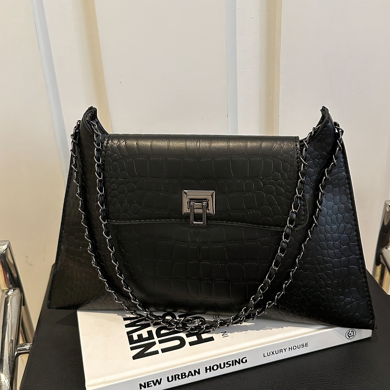 E-shop Beliebte Vintage Tasche Pendler Damen Tasche Damen 2025 Neue Krokodilmuster Schultertasche Große Kapazität Kette Umhängetasche