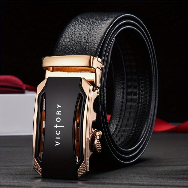 VICTORY Pattern Men's Automatic Buckle Belt, Trendy & Versatile