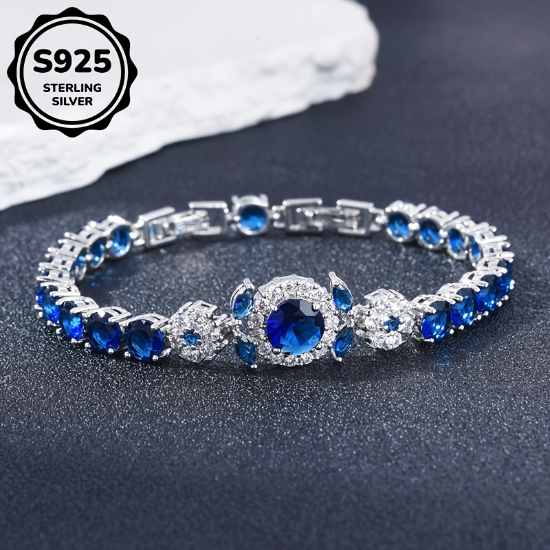 1pc S925 925 Silver Light Flower Synthetic Synthetic Zircon​ Men's And Women's Gift Bracelet High-quality Jewelry Daily Party Wear About 15.3 Grams