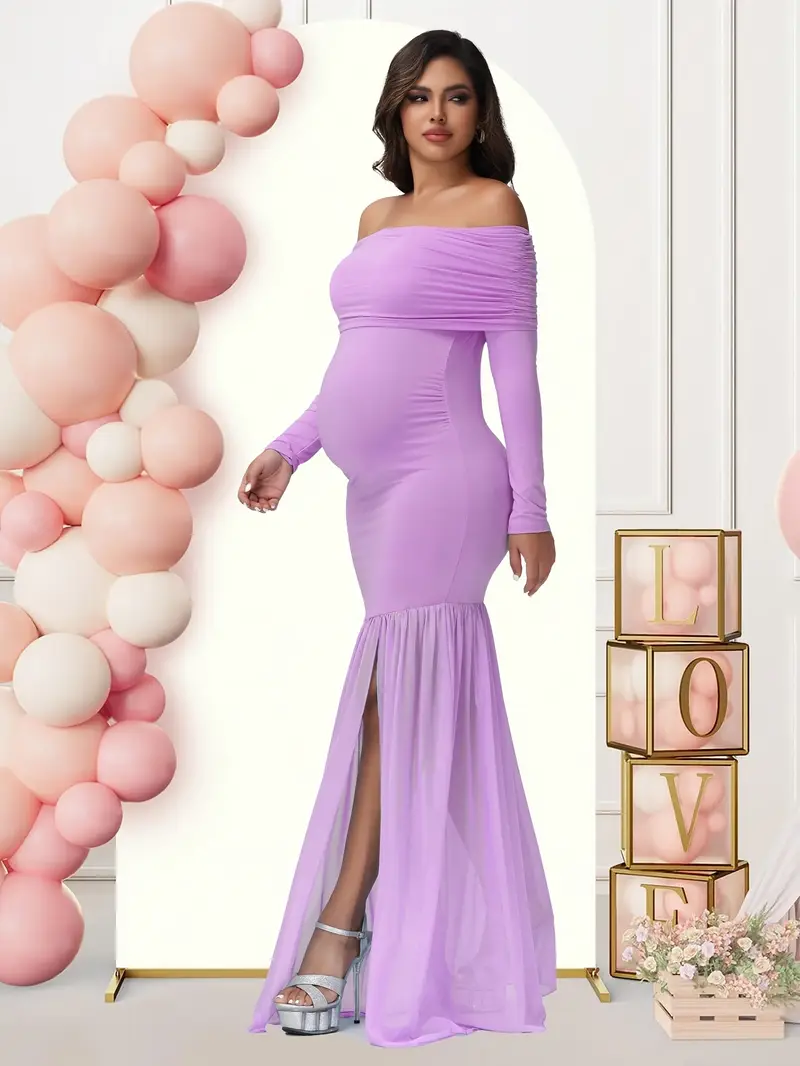 maternity shoulder shower dress elegant mermaid tail maxi - Temu maternity shoulder shower dress elegant mermaid tail maxi - Temu