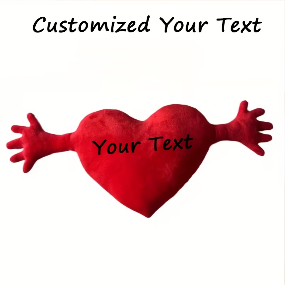E-shop Personalisiertes Herzförmiges Kissen mit Ihrem Namen/Text & Händen – Romantisches Geschenk, Weiches Kissen, Handwaschbare Liebesdeko für