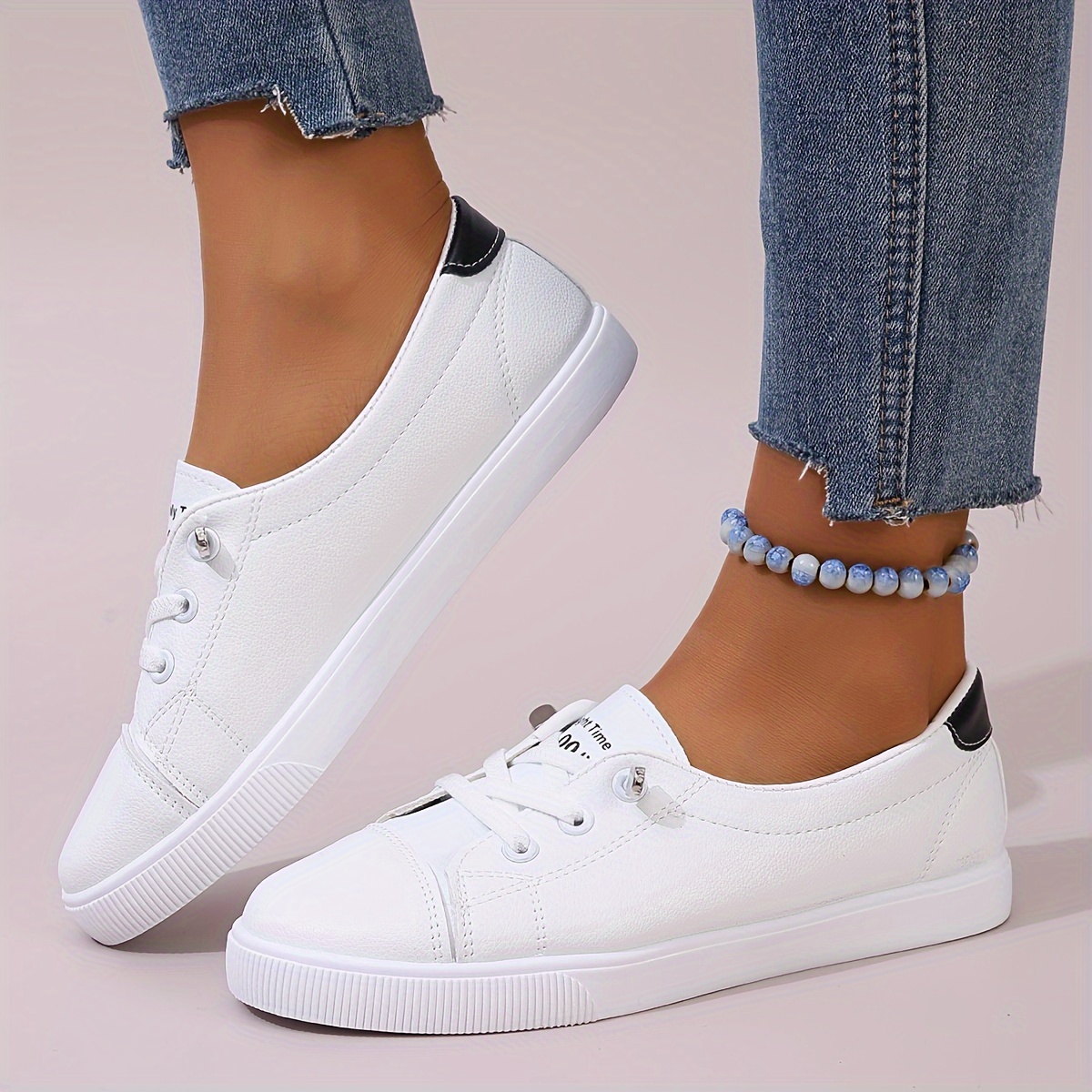 

Women's Solid Color Casual Sneakers, Slip On Lightweight Soft Sole Walking Flats, Low-top Comfort Daily Shoes