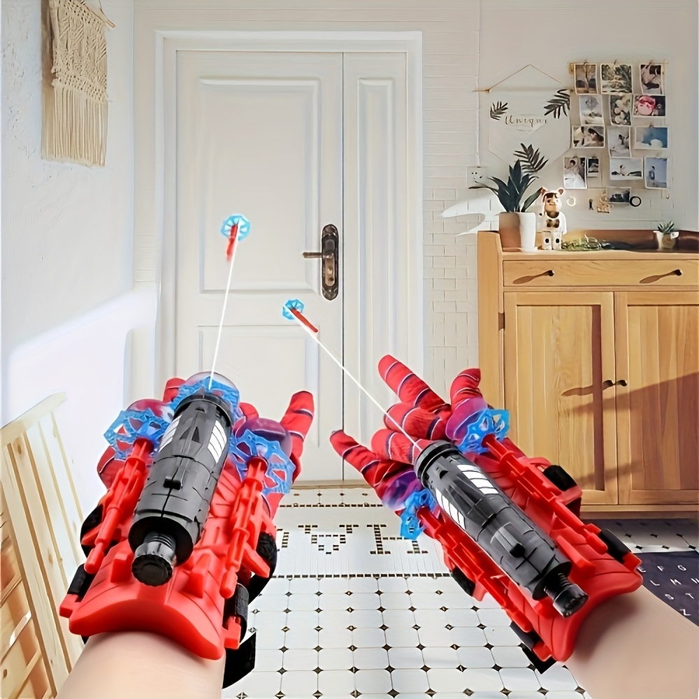 funny prank toys spider web launcher gloves   toy for     halloween christmas interactive novelty toy durable abs material red