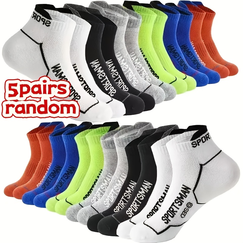 TEMU 5-pair Unisex Fashionable Casual Sports Ankle Socks, Soft And Comfortable, Breathable And Odor-resistant, Versatile For Daily Wear, In Multiple