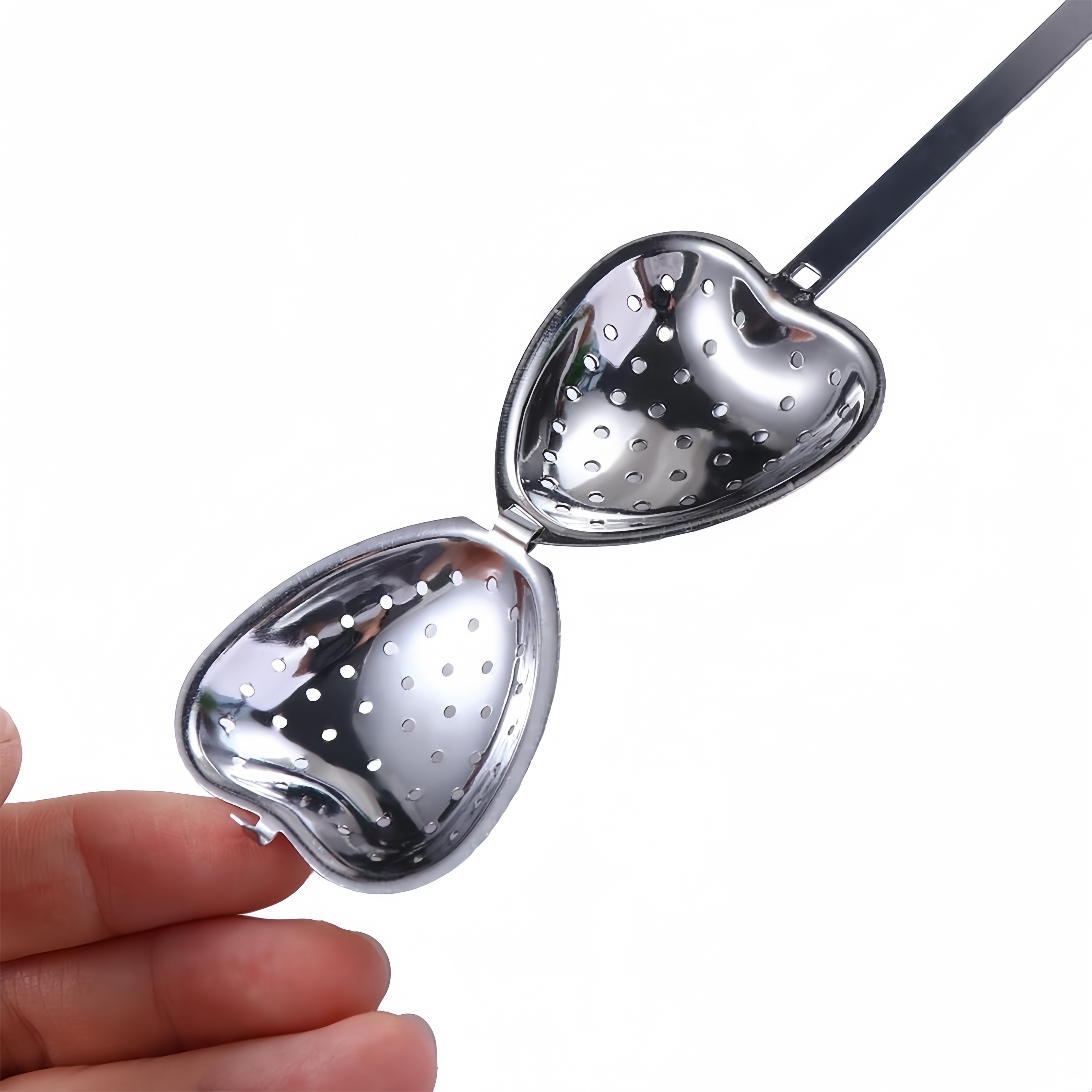 1pc heart shaped stainless steel tea infuser with long handle loose leaf tea strainer essential kitchen accessory for   details 0