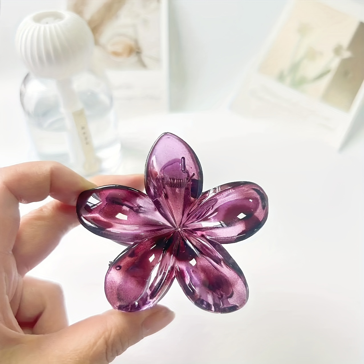 1 6pcs vintage leopard print plumeria flower hair clip claw - Temu
