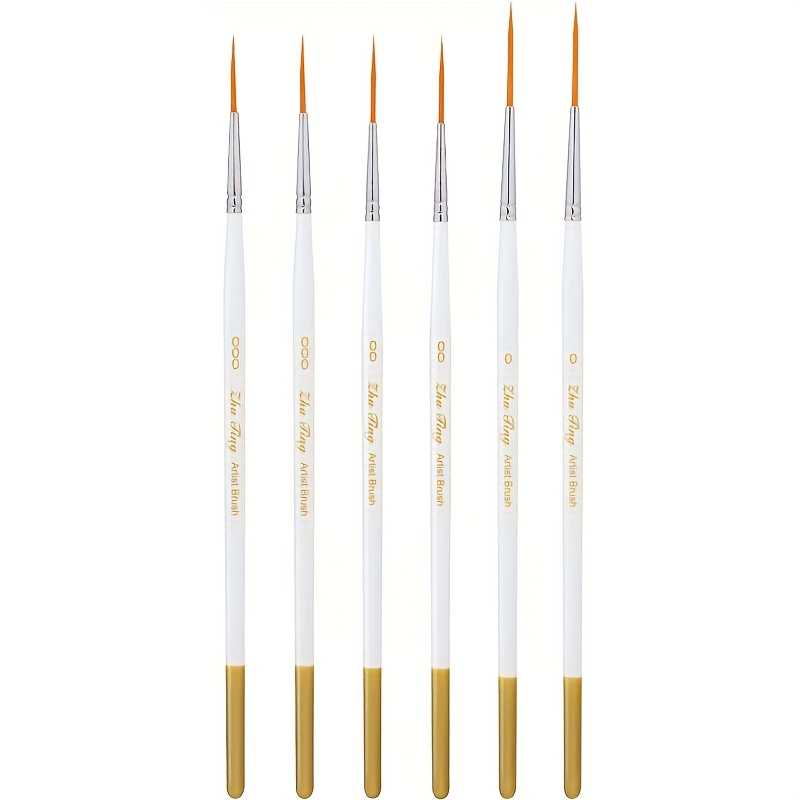 TEMU 6pcs Liner Paint Brush Thin Acrylic Paint Brushes, Fine Watercolor Detail Brush, Small Artists Paint Brushes For Craft Nail , Paintbrushes