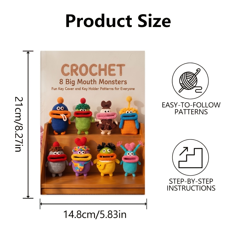 Crochet-8 Monsters-fun Key Cover And Key Holder Patterns For Everyone: A Beginner- With Instructions | Crochet Tutorial | Idea For Crochet Lovers