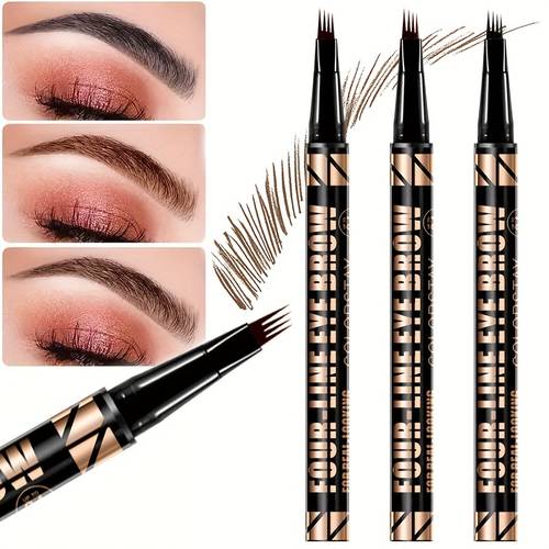 Crayon à Sourcils Liquide à 4 Pointes Séparées, Résistant à l'Eau et à Séchage Rapide, pour Sourcils Clairsemés, Dessin Rapide des Sourcils, Rehausse la Couleur des Sourcils