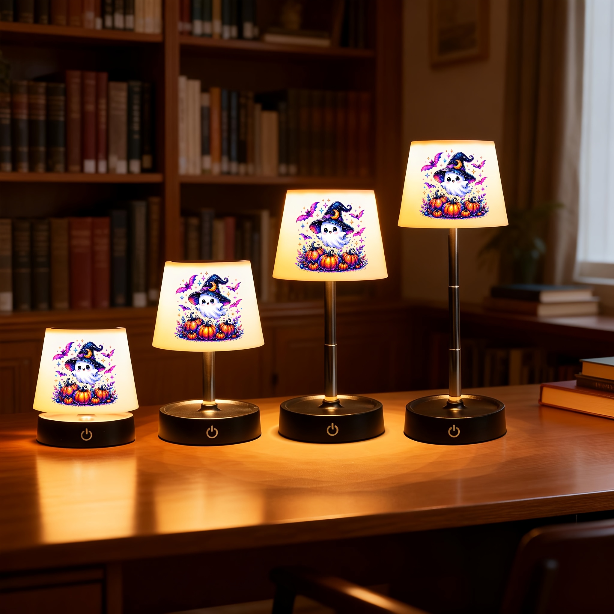 Halloween Cute Ghost Desk Lamp with Wizard Hat Pattern