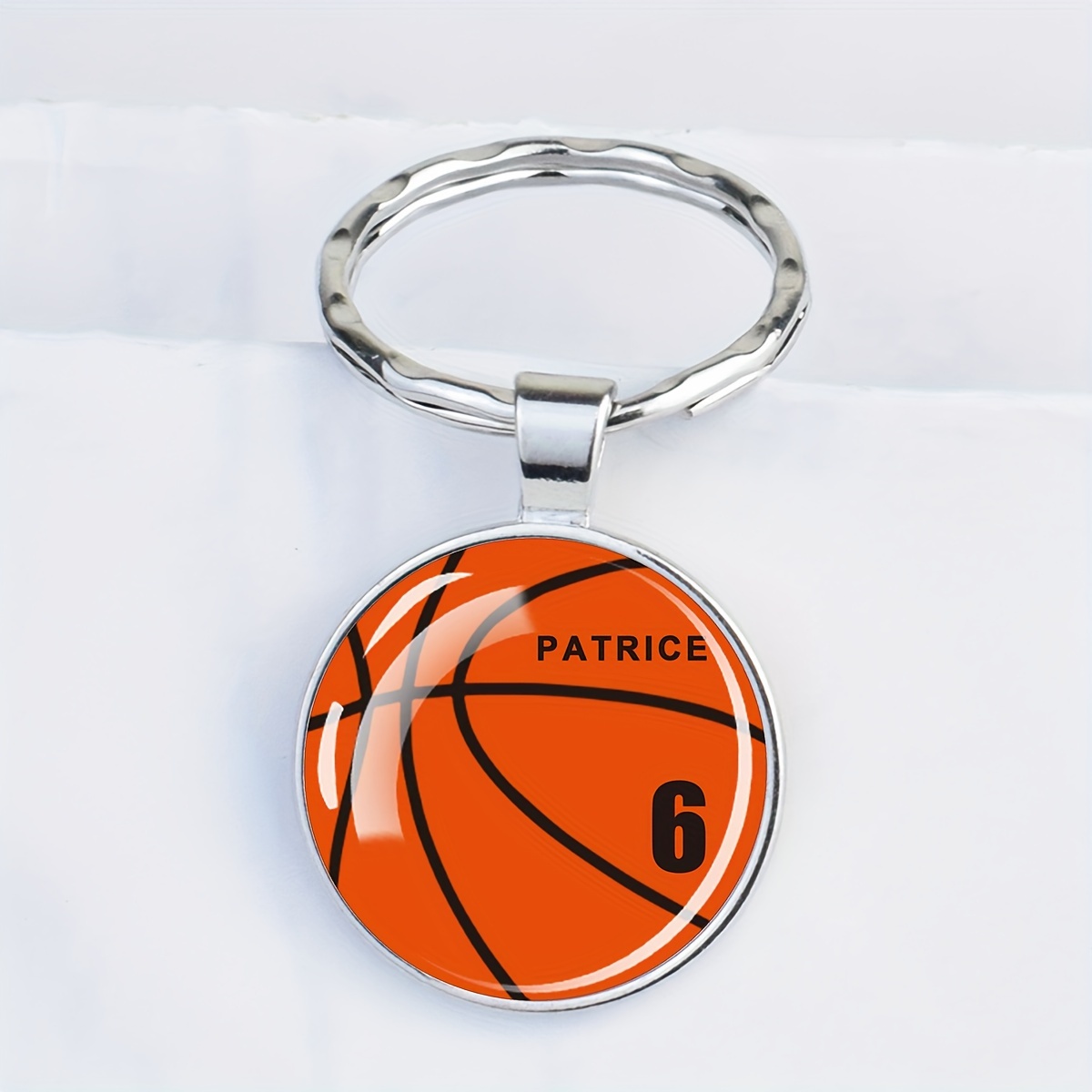 TEMU 1pc Of Personalized Basketball Keychain Featuring Custom , With A Multicolored Glass Dome Pendant, Perfect For Sports Enthusiasts And As A