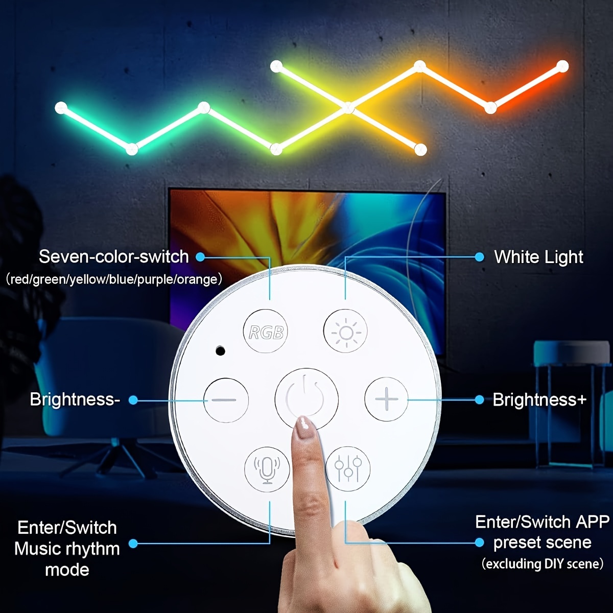 9pcs Rgb Wall Lights, Led Diy Geometry Splicing Gaming Lights, Backlit