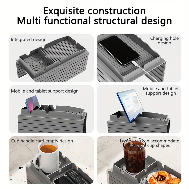 1pc grey silicone multifunctional sofa armrest tray anti Temu