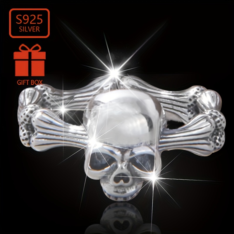 

Adjustable Gothic Skull Ring For Women - Vintage Punk Style, 925 Sterling Silvery, & Halloween Parties