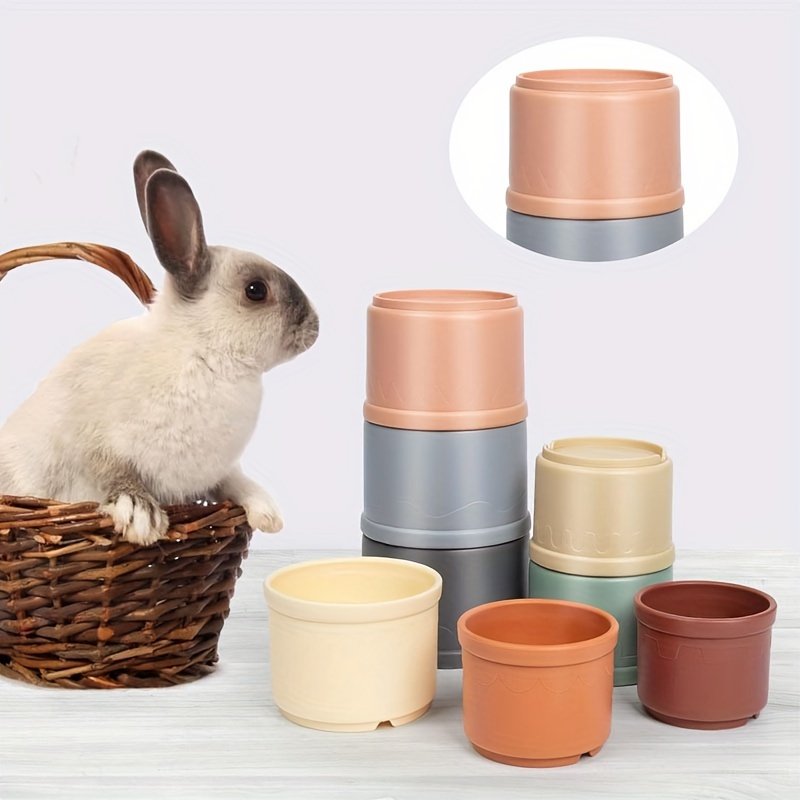 

8pcs Stacking Cups For Rabbits, Bunny Toys, Bunny Stacking Cups To Play, Multi-color Reusable Rabbit Enrichment Toys, Small Animals Rabbits Bunny Hiding Food And Playing Toys