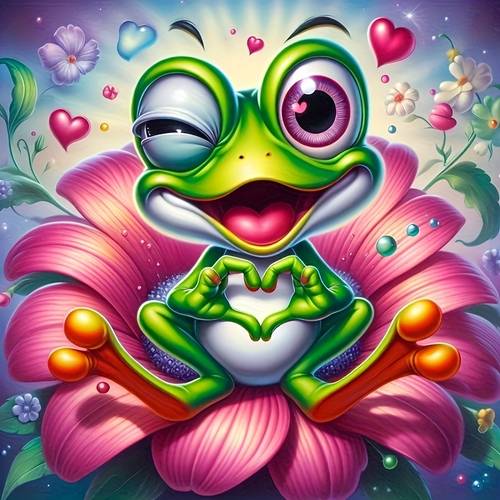 diy 5d diamond painting kit frog on a flower full diamond round frameless multi for wall decoration and gifts