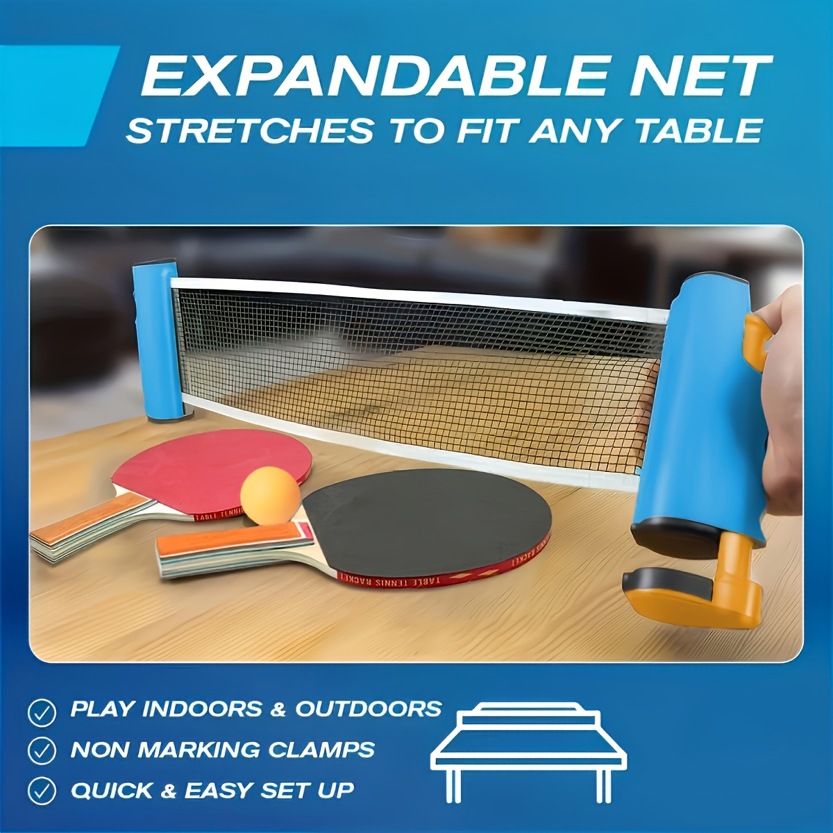 Table Tennis Net Set with Paddles and Training Balls, Portable Setup